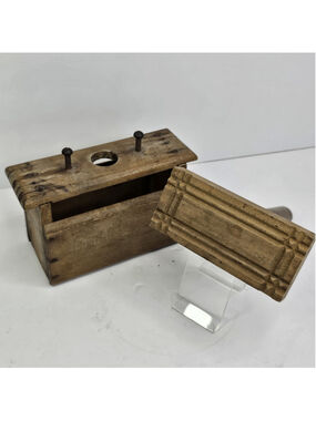 Vintage Wooden Butter Press Mold Primitive Farmhouse Kitchen Decor Folk Art